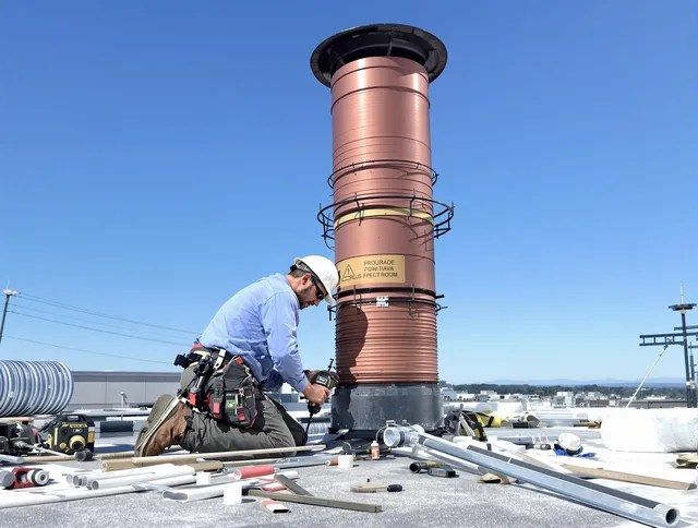Installed chimney liner by Holbrook Chimney Sweep in Holbrook, MA