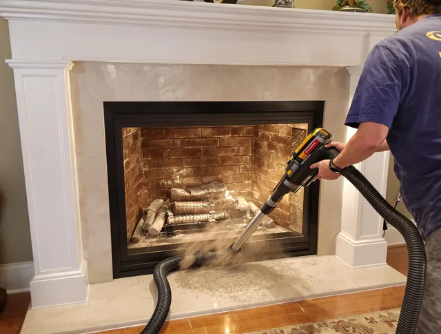 Fireplace cleaning performed by Holbrook Chimney Sweep in Holbrook, MA