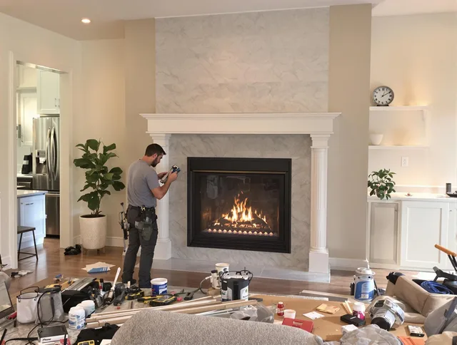 Newly installed fireplace by Holbrook Chimney Sweep in Holbrook, MA